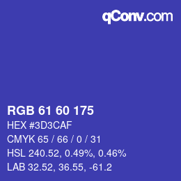 カラーコード: RGB 61 60 175 | qconv.com
