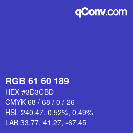カラーコード: RGB 61 60 189 | qconv.com