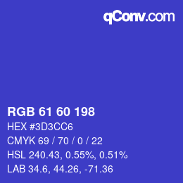 カラーコード: RGB 61 60 198 | qconv.com