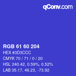 カラーコード: RGB 61 60 204 | qconv.com