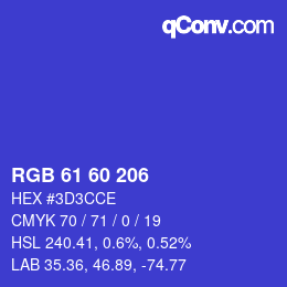 颜色代码: RGB 61 60 206 | qconv.com