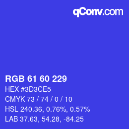 カラーコード: RGB 61 60 229 | qconv.com
