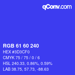 カラーコード: RGB 61 60 240 | qconv.com