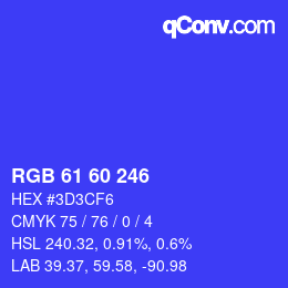 颜色代码: RGB 61 60 246 | qconv.com