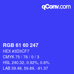颜色代码: RGB 61 60 247 | qconv.com