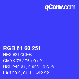 カラーコード: RGB 61 60 251 | qconv.com