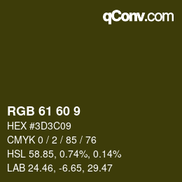カラーコード: RGB 61 60 9 | qconv.com
