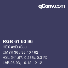 カラーコード: RGB 61 60 96 | qconv.com