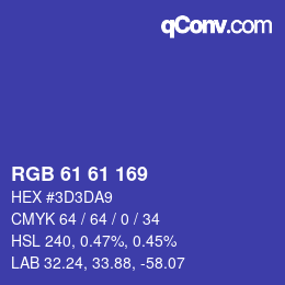 颜色代码: RGB 61 61 169 | qconv.com