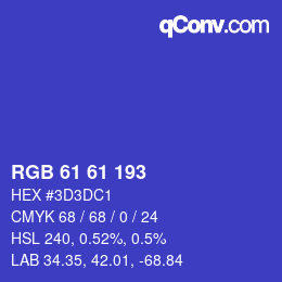 Color code: RGB 61 61 193 | qconv.com