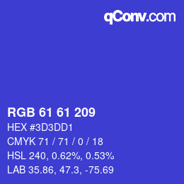 颜色代码: RGB 61 61 209 | qconv.com