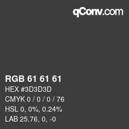 カラーコード: RGB 61 61 61 | qconv.com