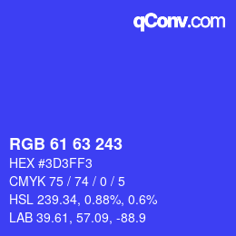 カラーコード: RGB 61 63 243 | qconv.com