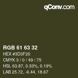 Color code: RGB 61 63 32 | qconv.com