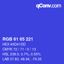 颜色代码: RGB 61 65 221 | qconv.com