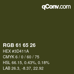 カラーコード: RGB 61 65 26 | qconv.com