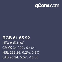 Color code: RGB 61 65 92 | qconv.com