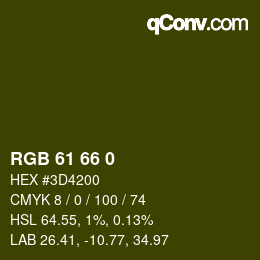 颜色代码: RGB 61 66 0 | qconv.com