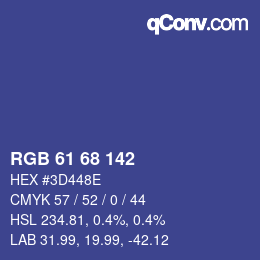 Color code: RGB 61 68 142 | qconv.com