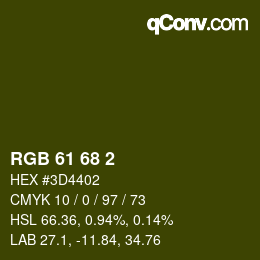 カラーコード: RGB 61 68 2 | qconv.com