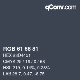 Color code: RGB 61 68 81 | qconv.com