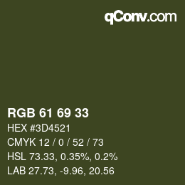 カラーコード: RGB 61 69 33 | qconv.com