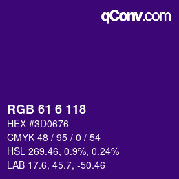 颜色代码: RGB 61 6 118 | qconv.com
