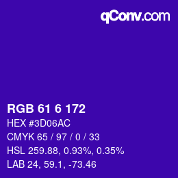 カラーコード: RGB 61 6 172 | qconv.com