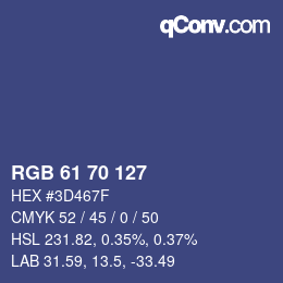 Color code: RGB 61 70 127 | qconv.com