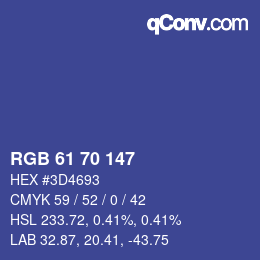 Color code: RGB 61 70 147 | qconv.com