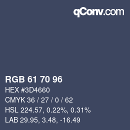 Color code: RGB 61 70 96 | qconv.com