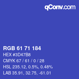 Color code: RGB 61 71 184 | qconv.com