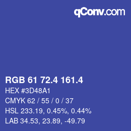 カラーコード: RGB 61 72.4 161.4 | qconv.com