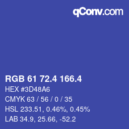 カラーコード: RGB 61 72.4 166.4 | qconv.com