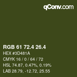 カラーコード: RGB 61 72.4 26.4 | qconv.com