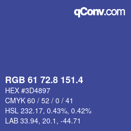 カラーコード: RGB 61 72.8 151.4 | qconv.com
