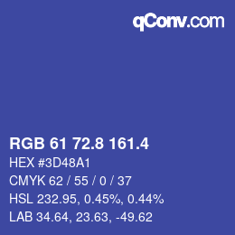 カラーコード: RGB 61 72.8 161.4 | qconv.com