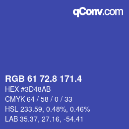 カラーコード: RGB 61 72.8 171.4 | qconv.com