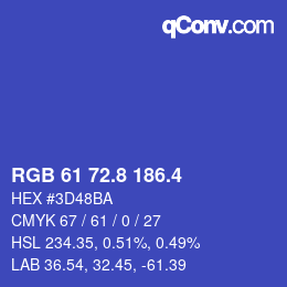 カラーコード: RGB 61 72.8 186.4 | qconv.com