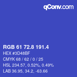 カラーコード: RGB 61 72.8 191.4 | qconv.com