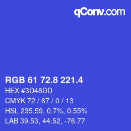 カラーコード: RGB 61 72.8 221.4 | qconv.com