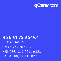 カラーコード: RGB 61 72.8 246.4 | qconv.com