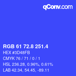 カラーコード: RGB 61 72.8 251.4 | qconv.com