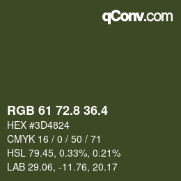 カラーコード: RGB 61 72.8 36.4 | qconv.com