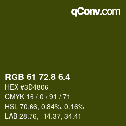 カラーコード: RGB 61 72.8 6.4 | qconv.com