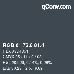 カラーコード: RGB 61 72.8 81.4 | qconv.com