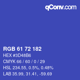 Color code: RGB 61 72 182 | qconv.com