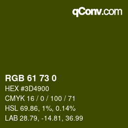 颜色代码: RGB 61 73 0 | qconv.com
