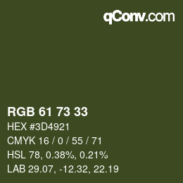 Farbcode: RGB 61 73 33 | qconv.com