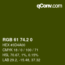 カラーコード: RGB 61 74.2 0 | qconv.com